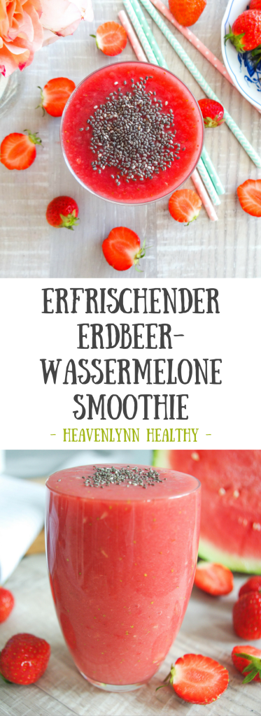 Erfrischender Erdbeer-Wassermelone Smoothie - vegan, glutunfrei, ohne raffinierten Zucker